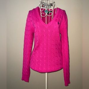 vintage pink polo sweater size M